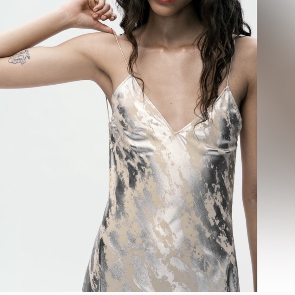 Zara Metallic Slip Dress